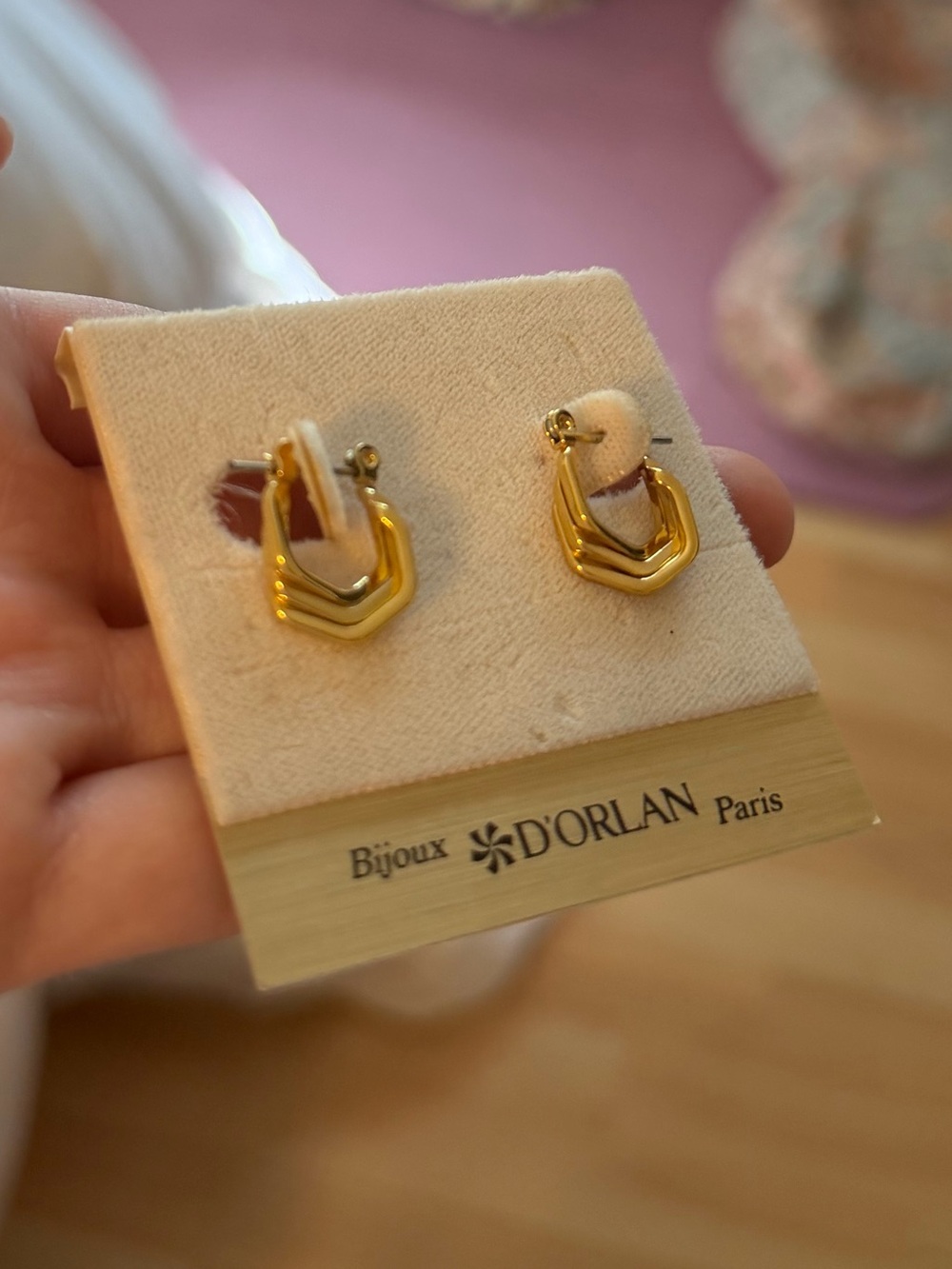 Bijoux D’Orlan Paris Hex Hoop Earrings - Gold